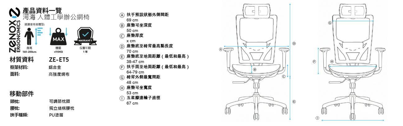 Zenox Ergonomics Hokai Office Chair Grey 5