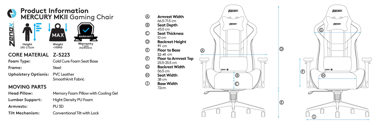 Zenox Mercury Mk 2 Gaming Chair Davis Fabrics Koala Grey 5 Zenox Mercury Mk 2 Gaming Chair Davis Fabrics Koala Grey 5