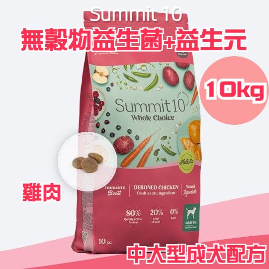 Summit 10 - 無穀物益生菌+益生元 中大型成犬配方 (雞肉) 10kg